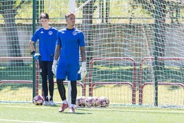 Javi Jiménez, en un entrenamiento de la SDL.