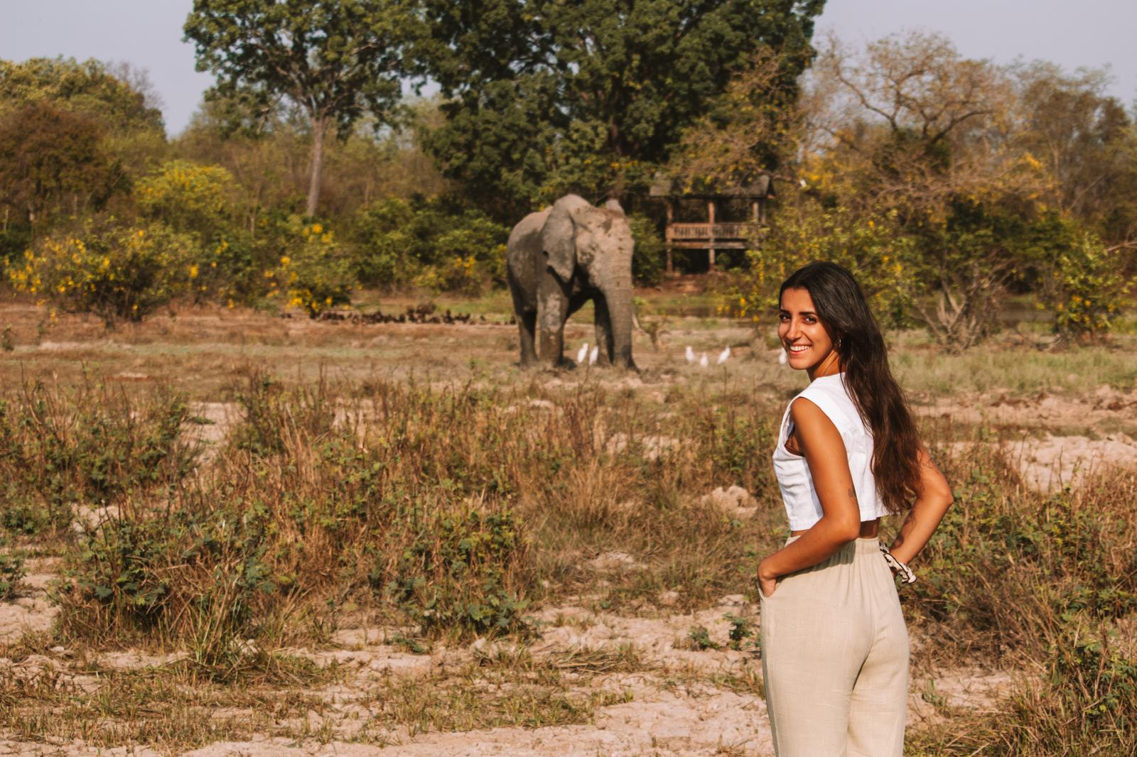 Leyre Gómez, en el Mole National Park de Ghana, donde se pueden ver elefantes en libertad.