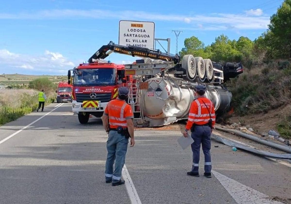 Fallece un camionero de 54 años en una colisión entre dos camiones en Lodosa