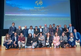 Foto de familia de los galardonados junto a representantes de diferentes instituciones.