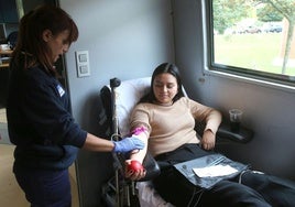 Ingrid, preparada para la donación.