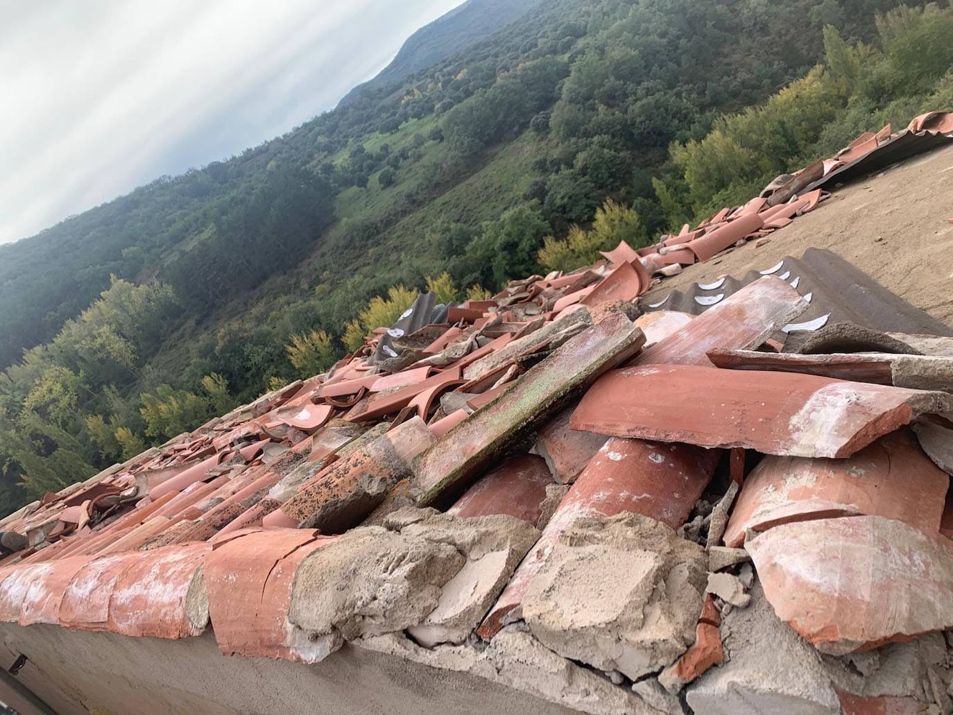 Las fuertes rachas de viento han afectado varios dejados de La Villa de Ocón.