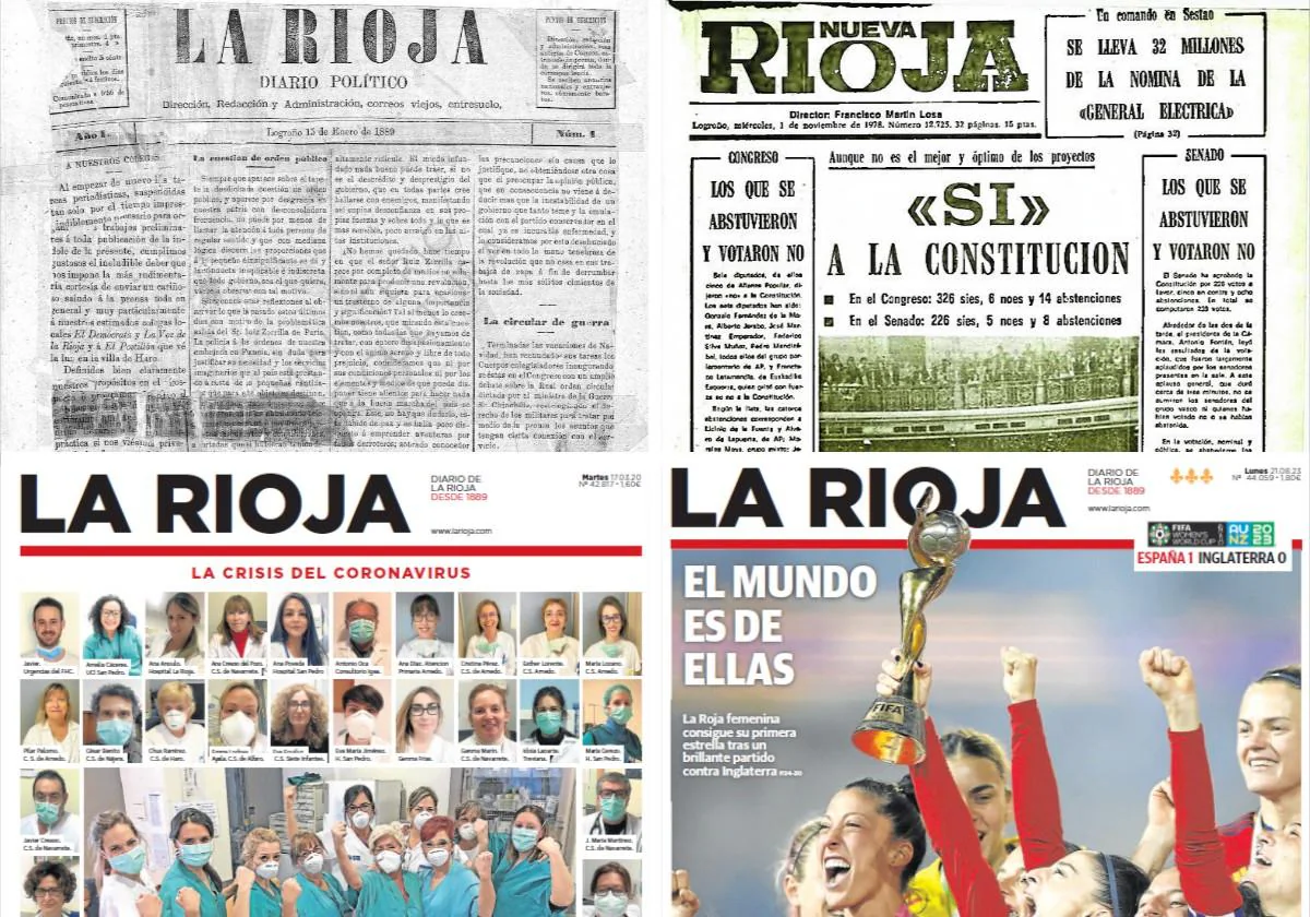 Cuatro portadas históricas de Diario LA RIOJA.