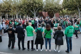 Los asistentes a la concentración, frente al Palacete de Gobierno