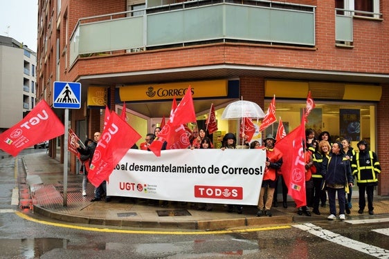 Protesta en Lardero, este miércoles.