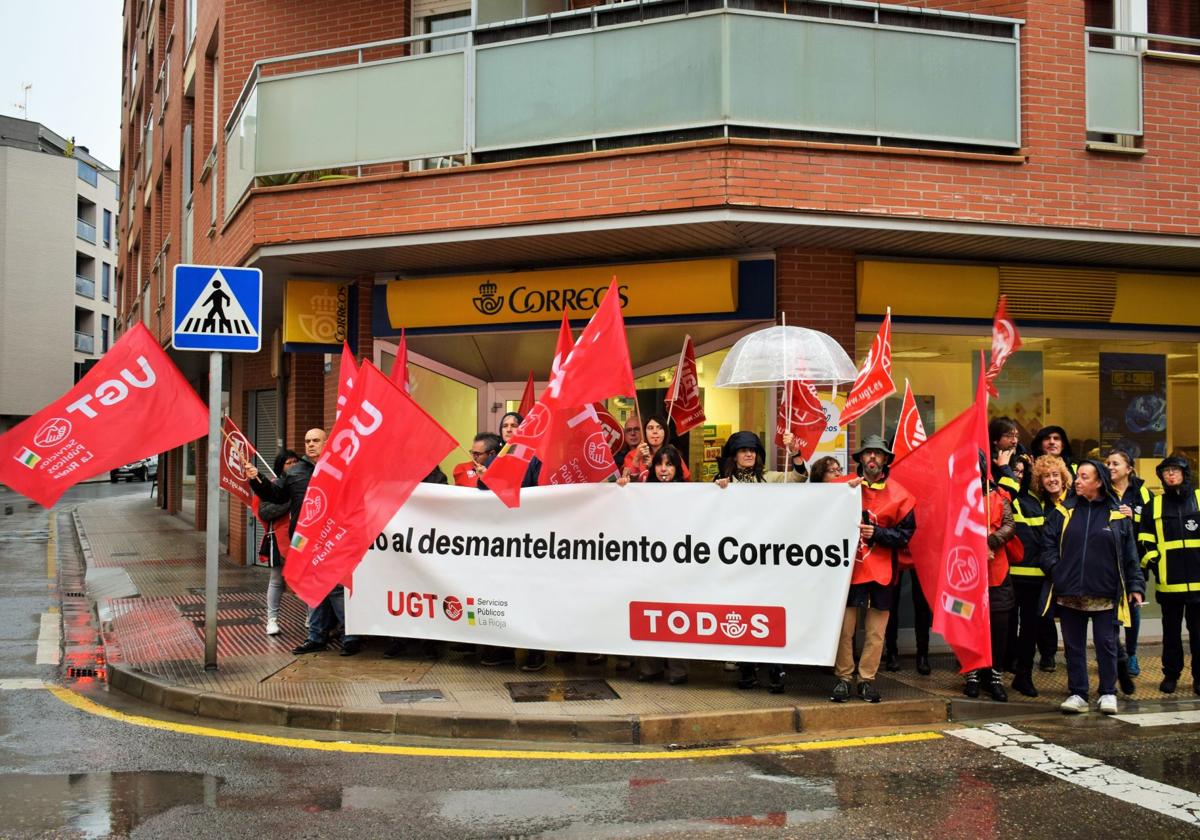 Protesta en Lardero, este miércoles.