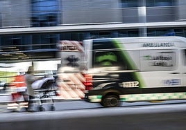 Una ambulancia, en el exterior del Hospital San Pedro de Logroño.