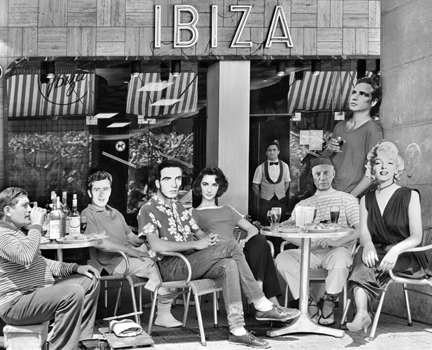 James Dean, Montgomery Clift, Liz Taylor, Picasso, Marlon Brando y Marilyn Monroe toman el vermú en la terraza del Ibiza.