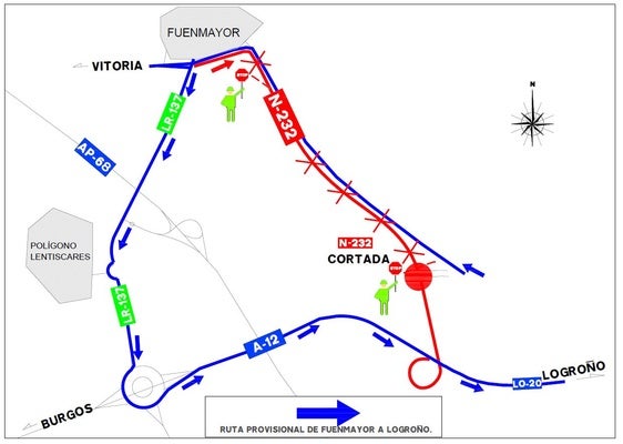 Detalles del corte que se producirá entre Fuenmayor y Logroño