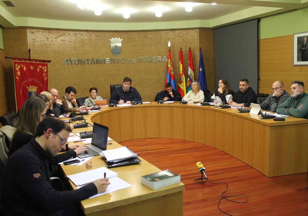 Los concejales najerinos, durante el pleno de este miércoles.