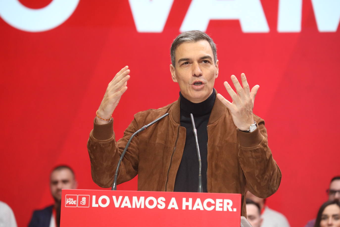 La intervención de Pedro Sánchez en el Congreso Regional del PSOE riojano, en imágenes