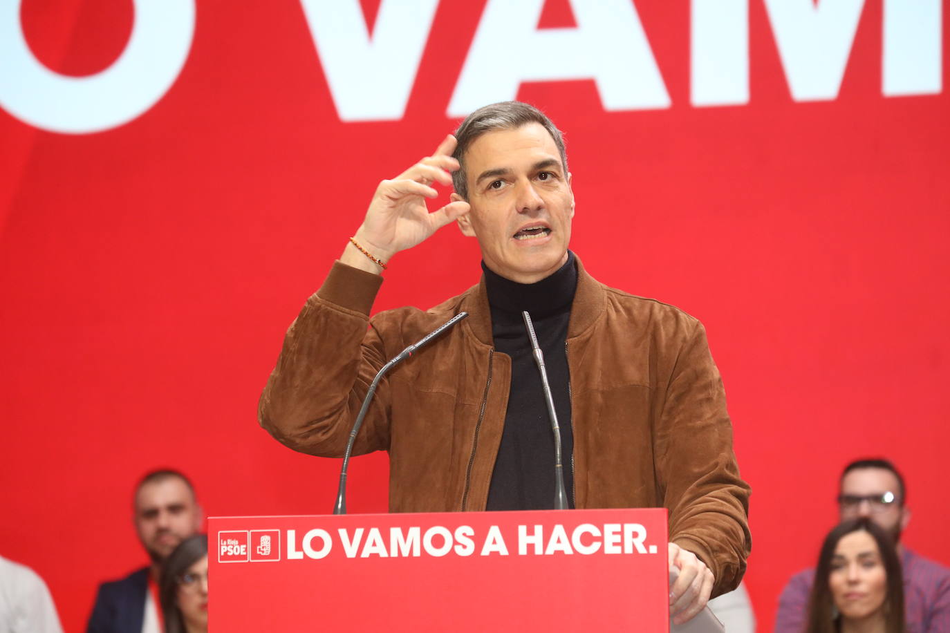 La intervención de Pedro Sánchez en el Congreso Regional del PSOE riojano, en imágenes