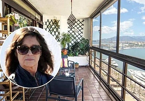 Pepa Flores, en una imagen de archivo sobre la imagen de una terraza del ático en venta.