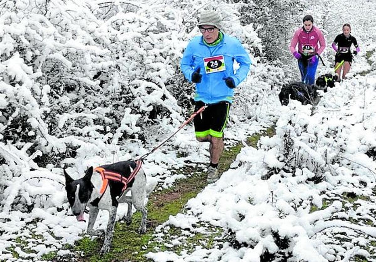 La nieve tiñó de blanco el canicross de Torrecilla.