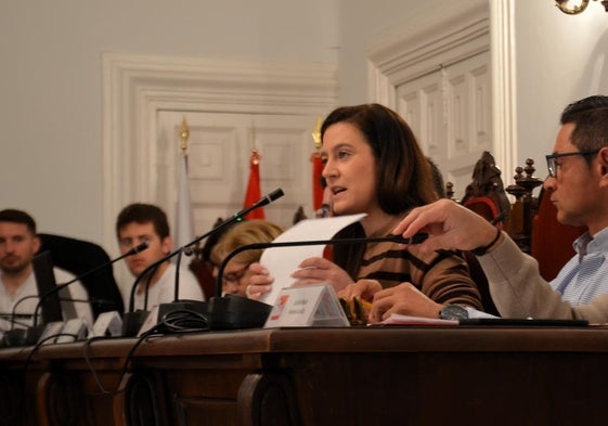 Maite Arnedo, en un pleno en el Ayuntamiento de Calahorra.