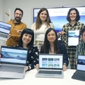 José Ángel Campo, Laura Urbieta y Sara Madariaga, en la fila de arriba, y Seila Jiménez, Silvia Míguez y Sergio de la Torre, en la de abajo; todos ellos son trabajadores de Aertic.