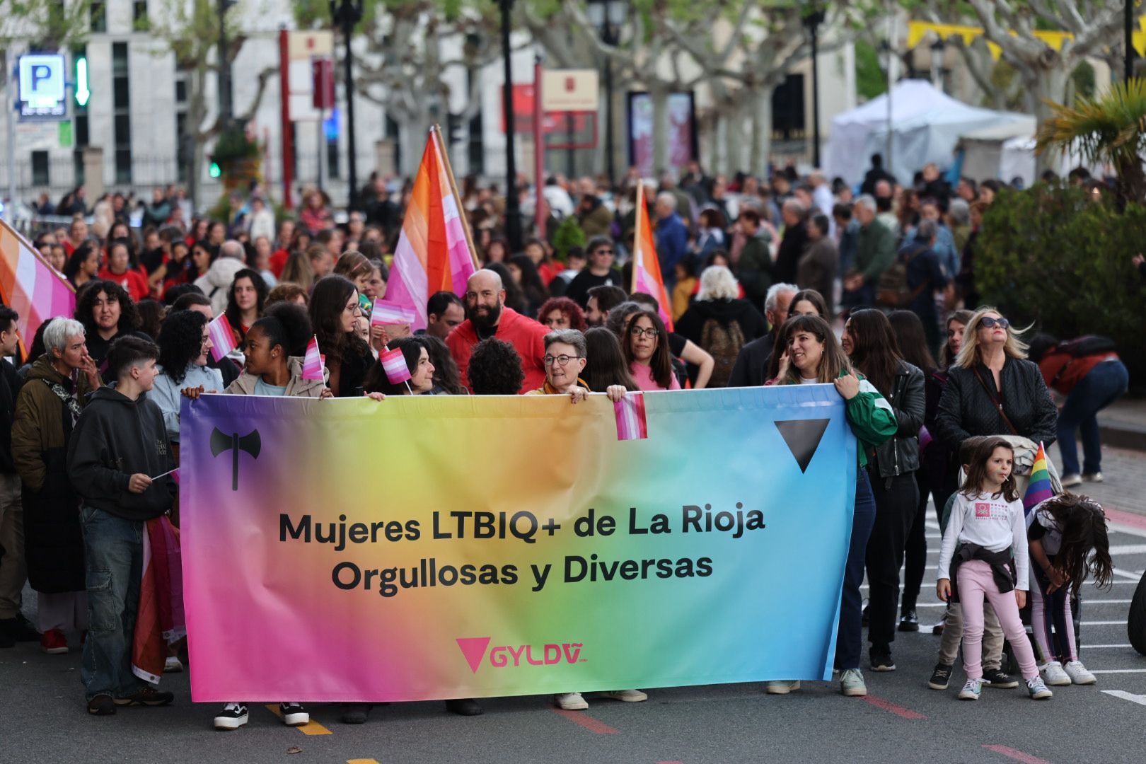 Movilización de la asociación Gylda LGTBIQ+ este sábaod por tarde por el centro de Logroño. 