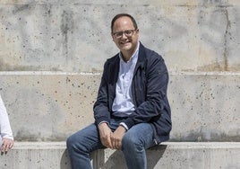 Cesar Luena ,hace un año, en el parque FelipeVI de Logroño, antes de lasúltimas elecciones europeas.