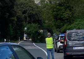 El árbol sobre la carretera que impide la circulación en la N-111.