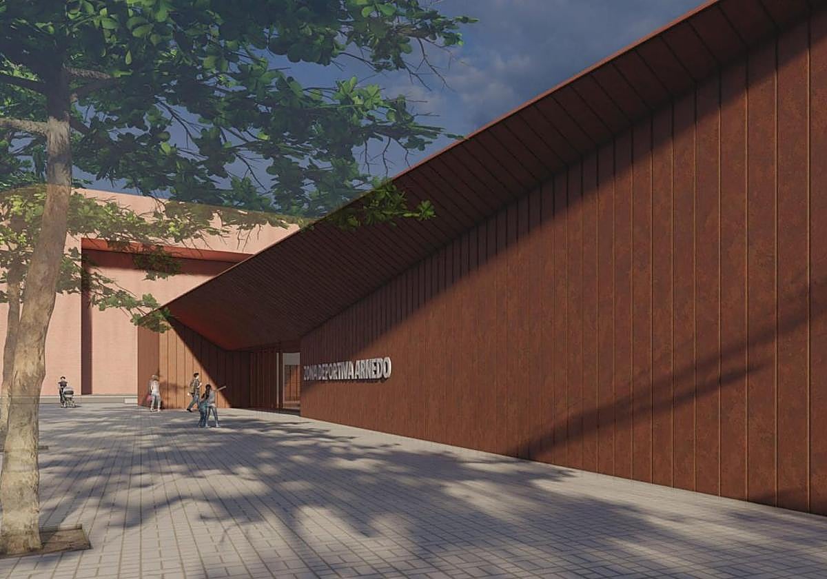 Imagen del proyecto sobre el aspecto que tendrá el acceso al pabellón en la zona de Sendero.