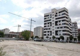 Solar a medio limpiar, ya sin valla en Marqués de Larios, con las plazas del parking de la antigua estación provisional aún pintadas.