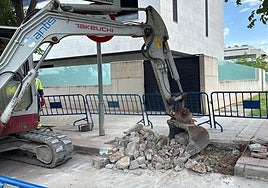 Construcción del nuevo carril bici de La Guindalera.