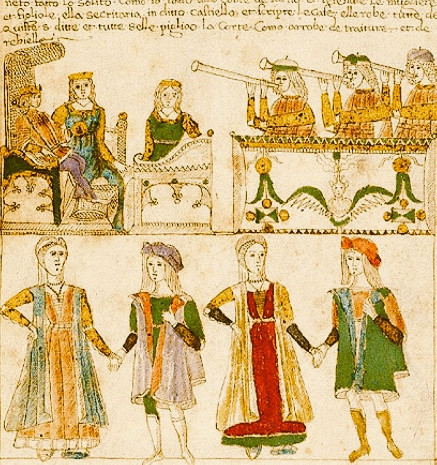 Ilustración de la capilla musical del rey aragonés Alfonso el Magnánimo, en la ciudad italiana de Nápoles.