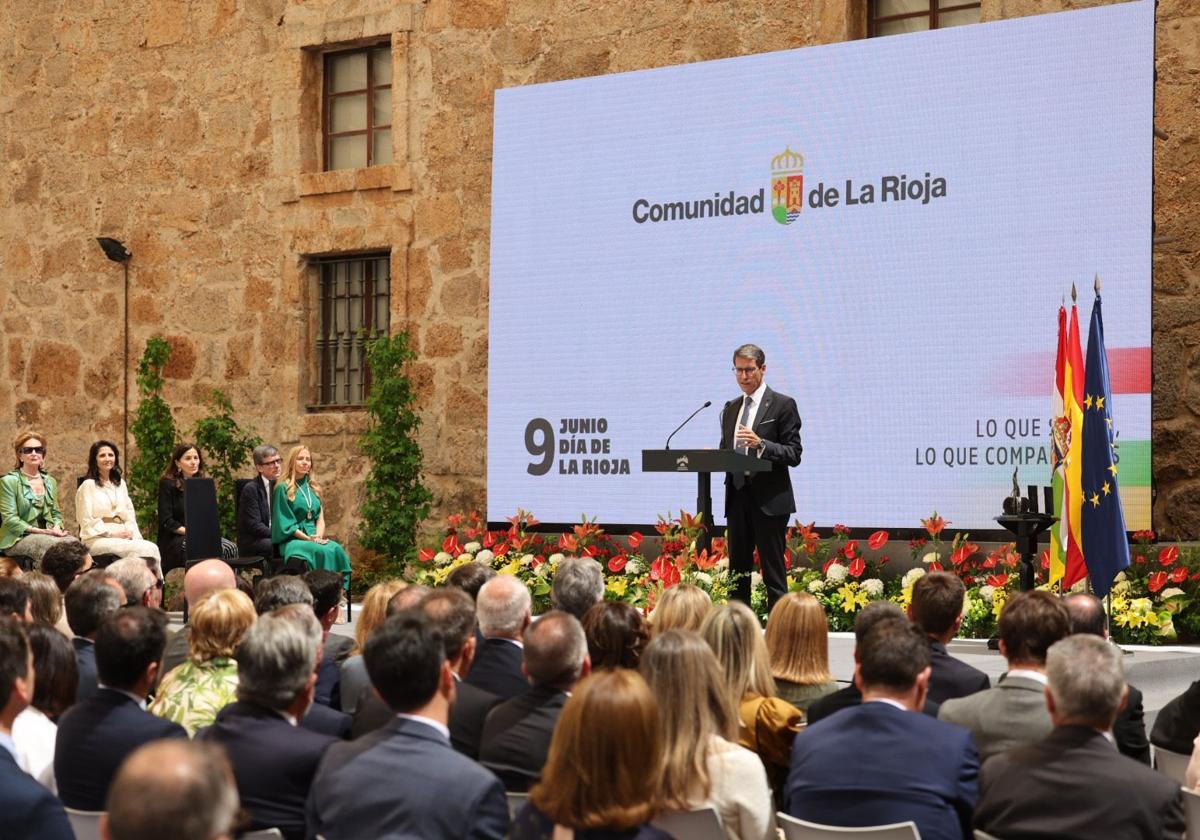 El presidente Capellán, durante su discurso institucional con motivo del Día de La Rioja