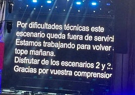 Mensaje que indicó la incidencia en el festival Holika.