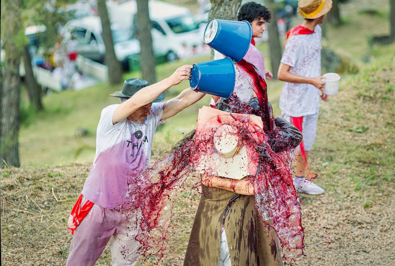 Cascos, gafas, litros de alcohol... las imágenes de la Batalla del Vino en Haro