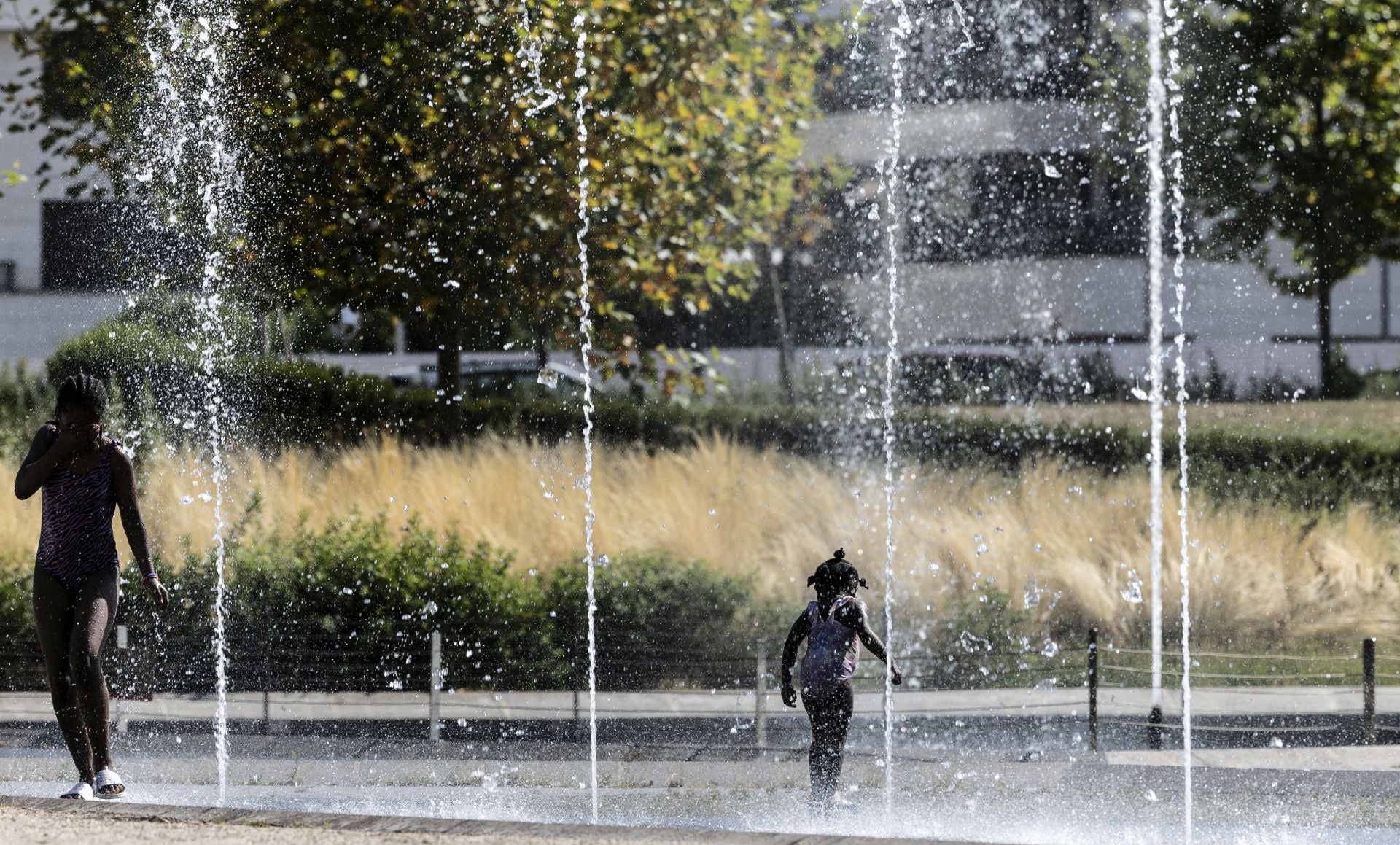 Uno de los cuatro espacios con juegos de agua para su uso y disfrute con los que cuenta actualmente Logroño, el del parque Felipe VI.