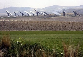 Paneles solares junto a zonas de cultivo en Ochánduri.