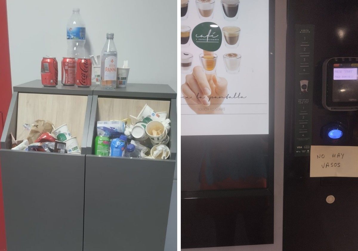 Papeleras desbordadas, máquina de café sin uso, problemas de limpieza... quejas de una noche larga en el San Pedro.