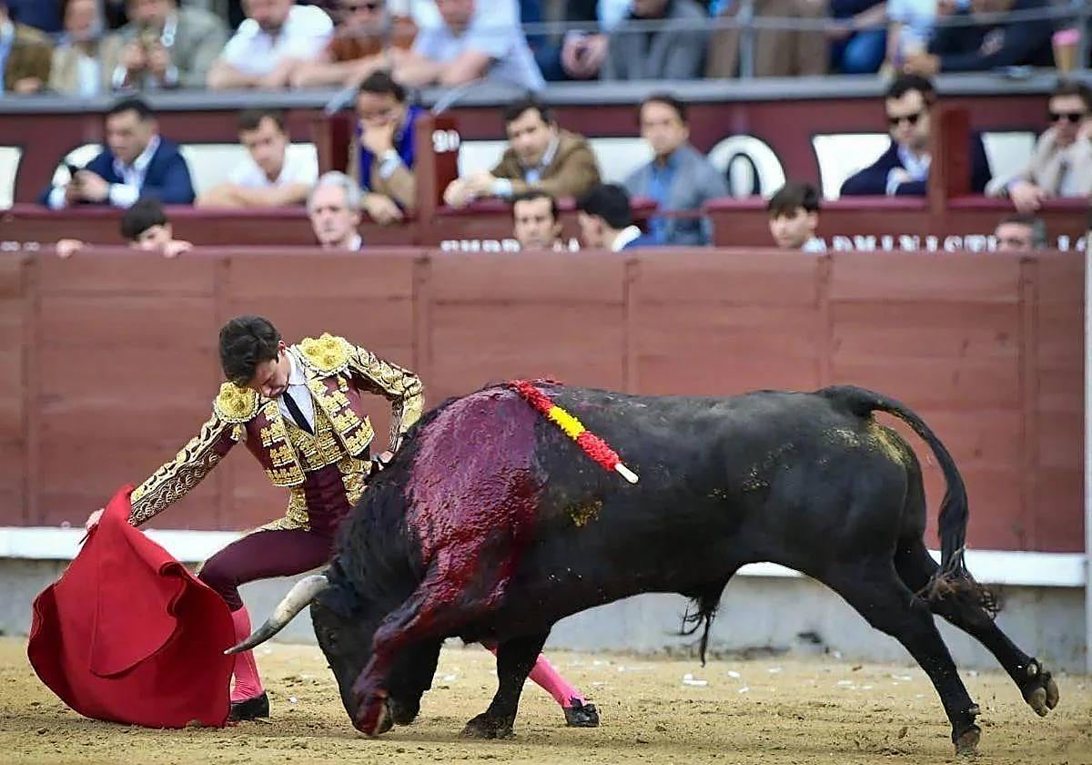 El torero Fabio Jiménez durante una corrida en Las Ventas.