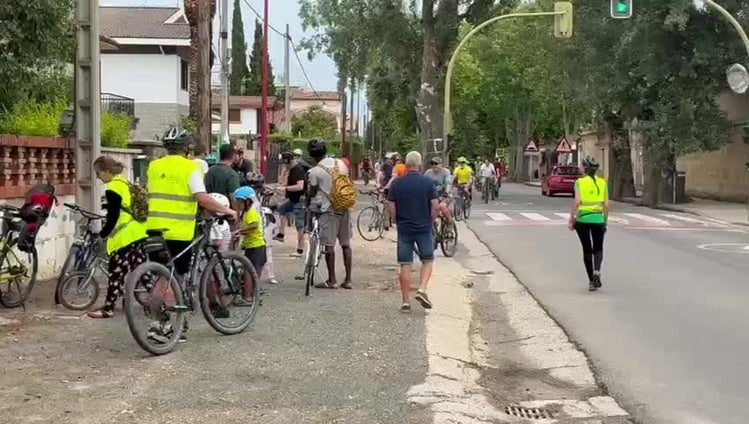 Bicicletada convocada por Ecologistas en Acción de Haro para evitar la tala de unos veteranos álamos
