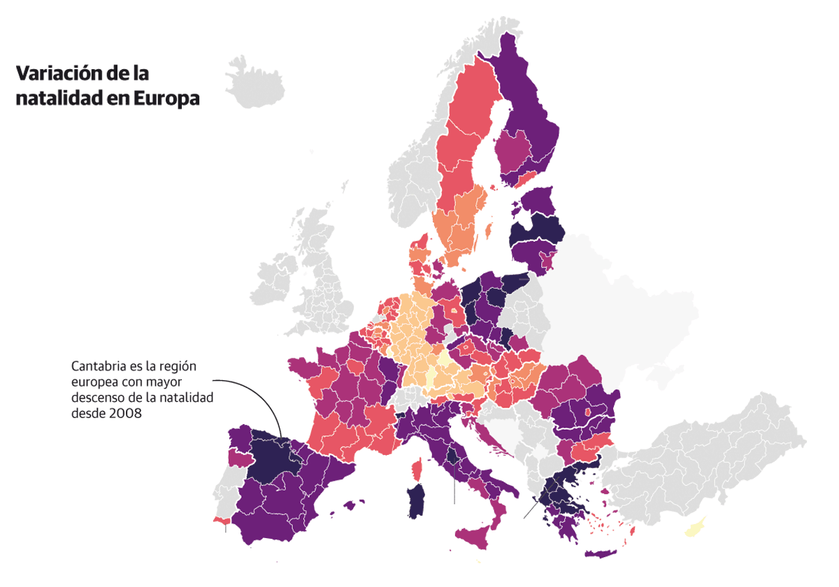 La Rioja se sitúa como la novena región europea en la que más ha caído la natalidad