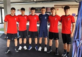 Los seis canteranos que han iniciado la pretemporada con el primer equipo: Sergio, Markel, Eder, Jorge, David y Manex.