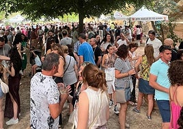 El prado de 'Cruña', lleno de público en el tardeo del sábado.