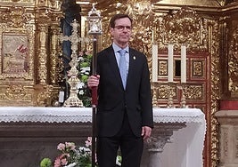 Juan Gómez tras su elección como mayordomo en la basílica.