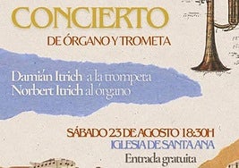 Concierto de órgano y trompeta en la iglesia de Santa Ana, en Cervera