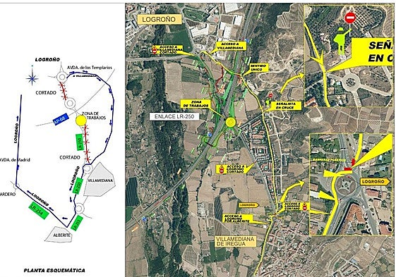 La carretera que une Villamediana y Logroño, cortada