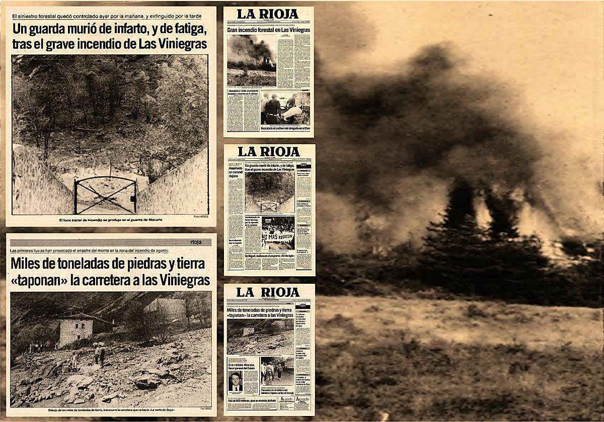 Composición de imágenes y portadas del periódico LA RIOJA en agosto y septiembre de 1986.