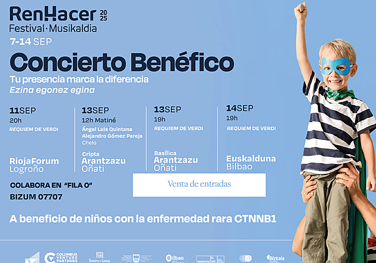 El concierto solidario RenHacer a beneficio de los menores con la enfermedad rara CTNNB1 será el día 11