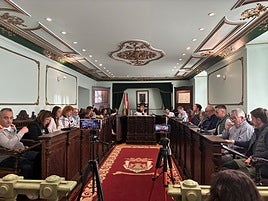 La Corporación municipal durante el pleno municipal celebrado en el Ayuntamiento de Haro.