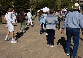 Un puñado de innovadores y bailongos se reunió este jueves en la plaza Martínez Flamarique para bailar zumba