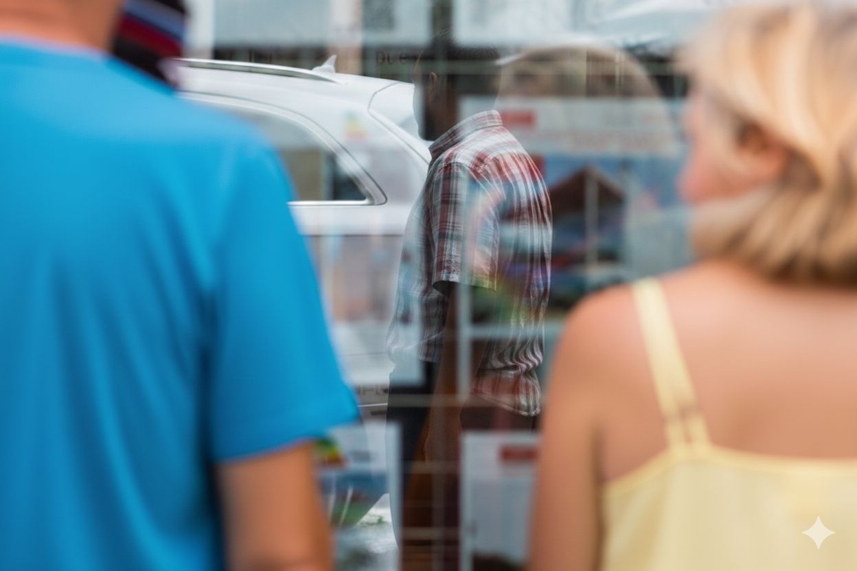 Clientes ante el escaparate de una inmobiliaria