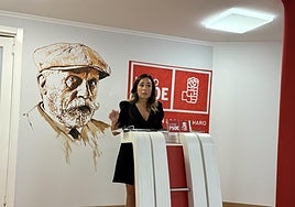 Naiara Hernáez, secretaria del PSOE en Haro, en una rueda de prensa anterior.