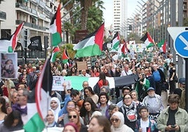 Manifestación por Palestina el pasado 4 de octubre en las calles de Logroño.