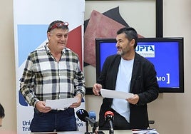 Javier Marzo y Eduardo Abad, secretarios generales de UPTA en La Rioja y en España, respectivamente, hoy en Logroño.