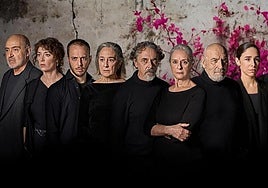 Elenco de 'Todos pájaros', con Vicky Peña y Pere Ponce (en el centro), entre otros intérpretes.